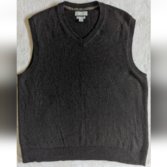 Banana Republic Mens L Brown Luxury Cashmere Blend Pullover V-Neck Sweater Vest. - Picture 1 of 13